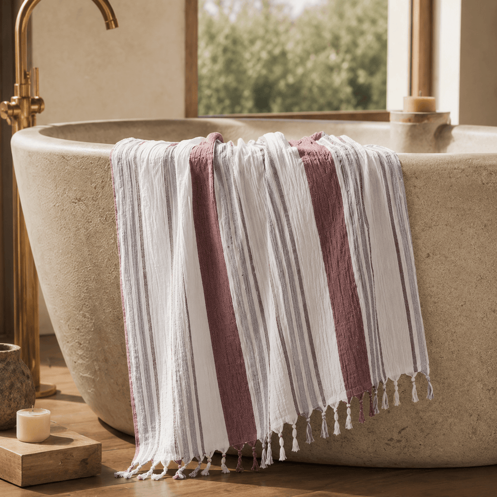 Varenna Bordeaux Muslin OEKO-TEX® Bath Towell
