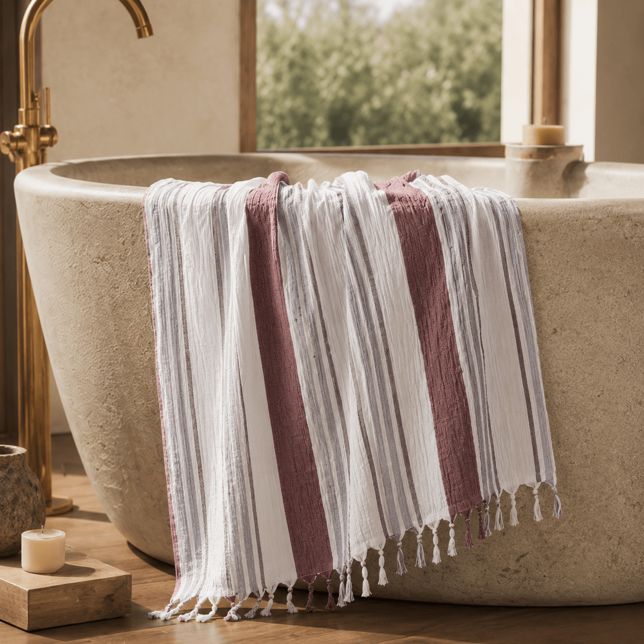 Varenna Bordeaux Muslin OEKO-TEX® Bath Towell