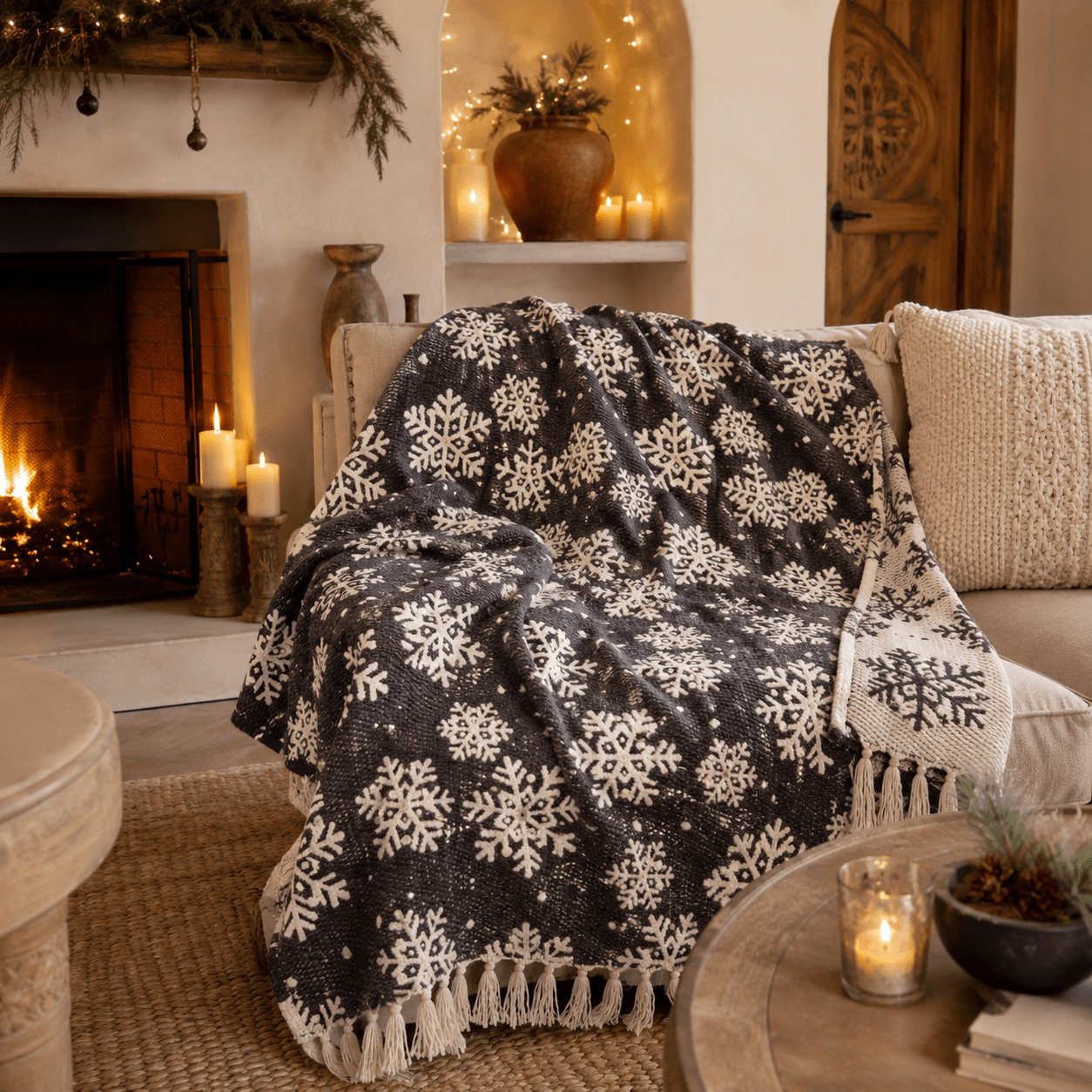 Eira Snowflake Jacquared OEKO-TEX® Certified Bed Throw
