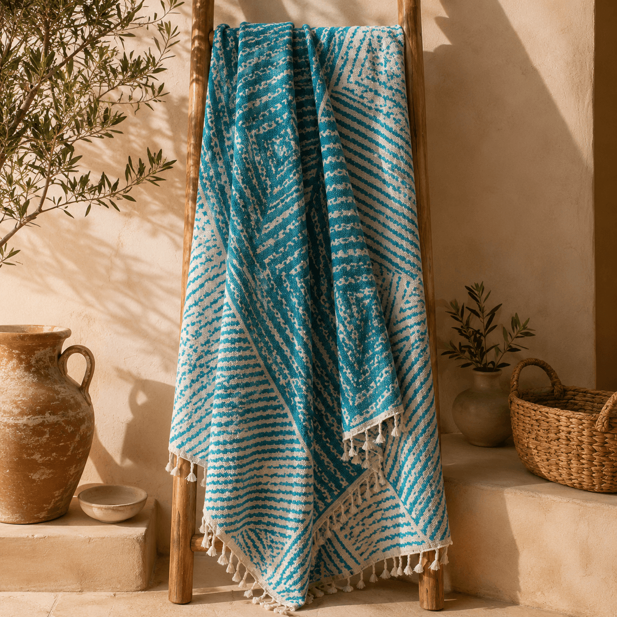 Thalassa Jacquared OEKO-TEX® Certified Bed Throw