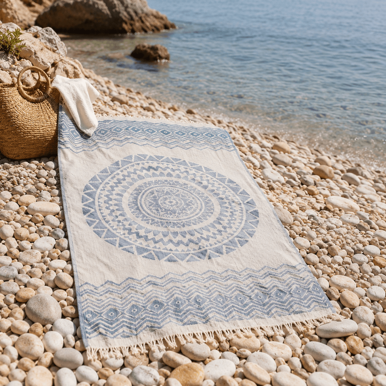 Mandala Coast Premium Jacquard Peshtemal OEKO-TEX® Beach Towel
