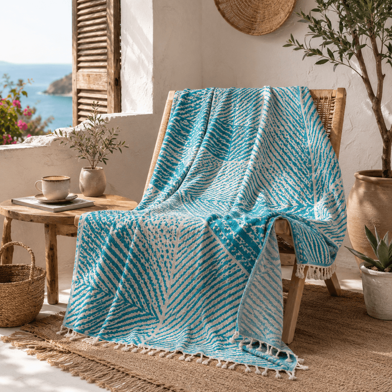 Thalassa Jacquared OEKO-TEX® Certified Bed Throw