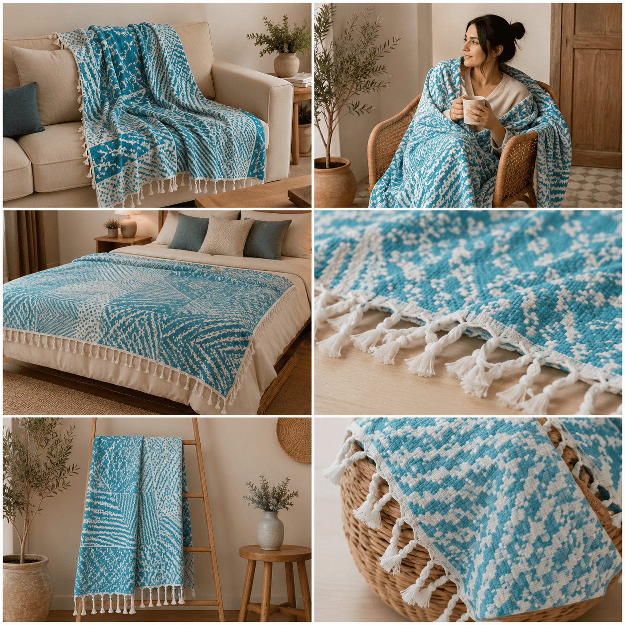 Thalassa Jacquared OEKO-TEX® Certified Bed Throw