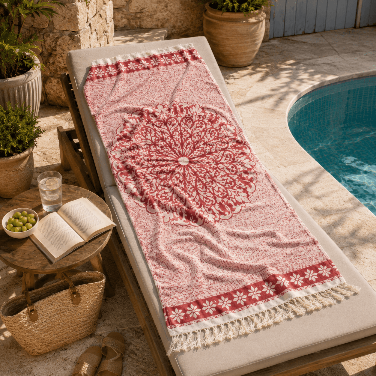 Anatolian Rosette Premium Jacquard Peshtemal OEKO-TEX® Beach Towel