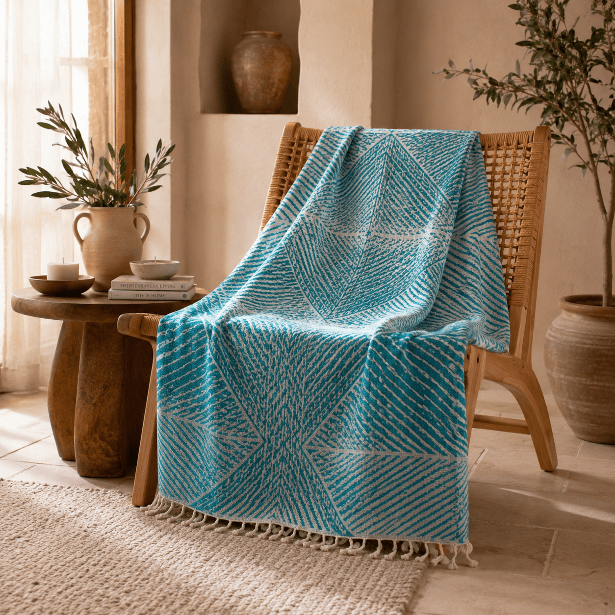 Thalassa Jacquared OEKO-TEX® Certified Bed Throw