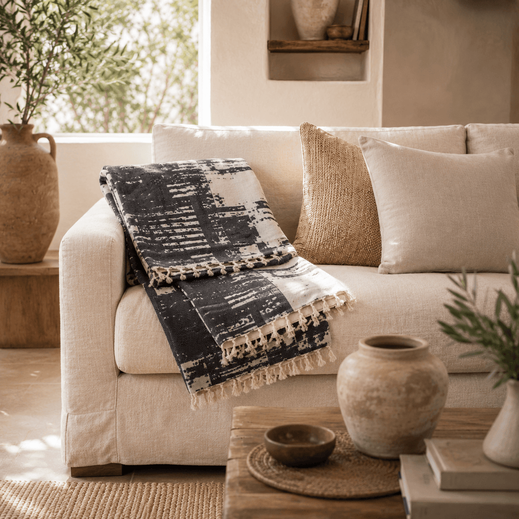 Noir Canvas Jacquard OEKO-TEX® Certified Bed Throw