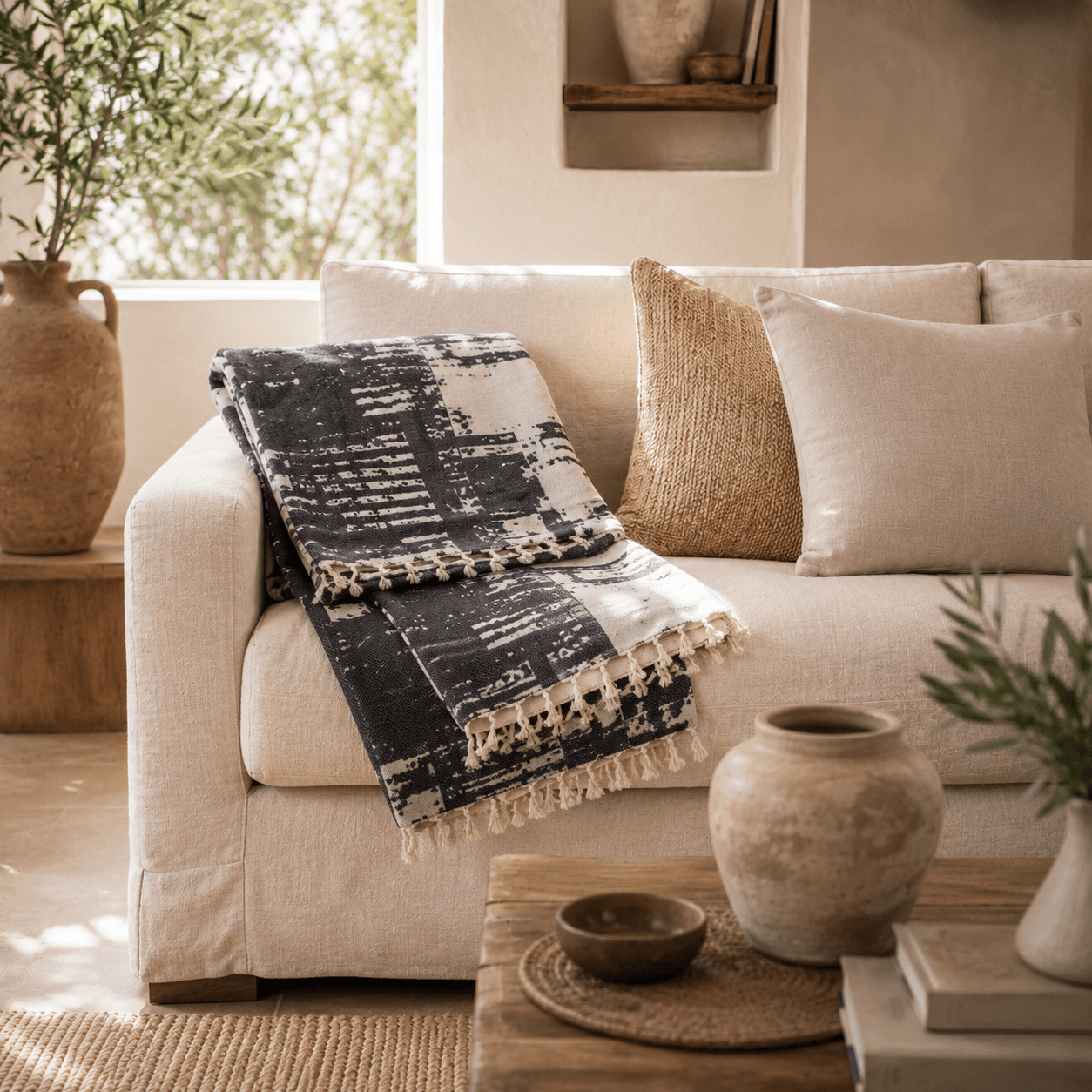Noir Canvas Jacquard OEKO-TEX® Certified Bed Throw