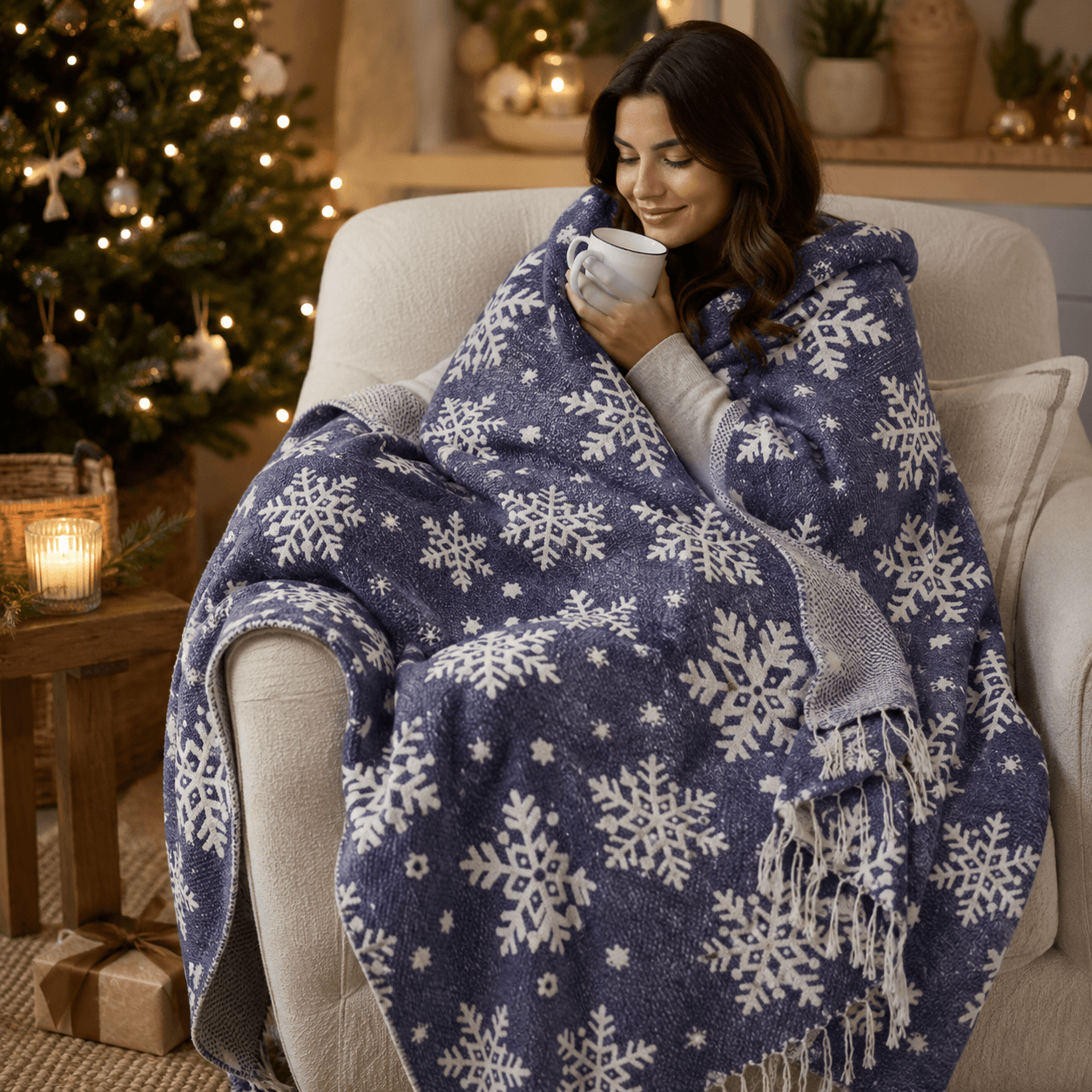 Eira Snowflake Jacquared OEKO-TEX® Certified Bed Throw