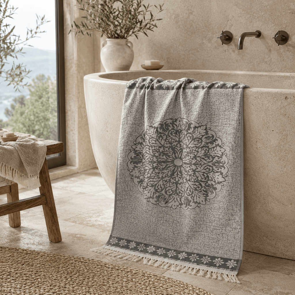 Anatolian Rosette Premium Jacquard Peshtemal OEKO-TEX® Beach Towel