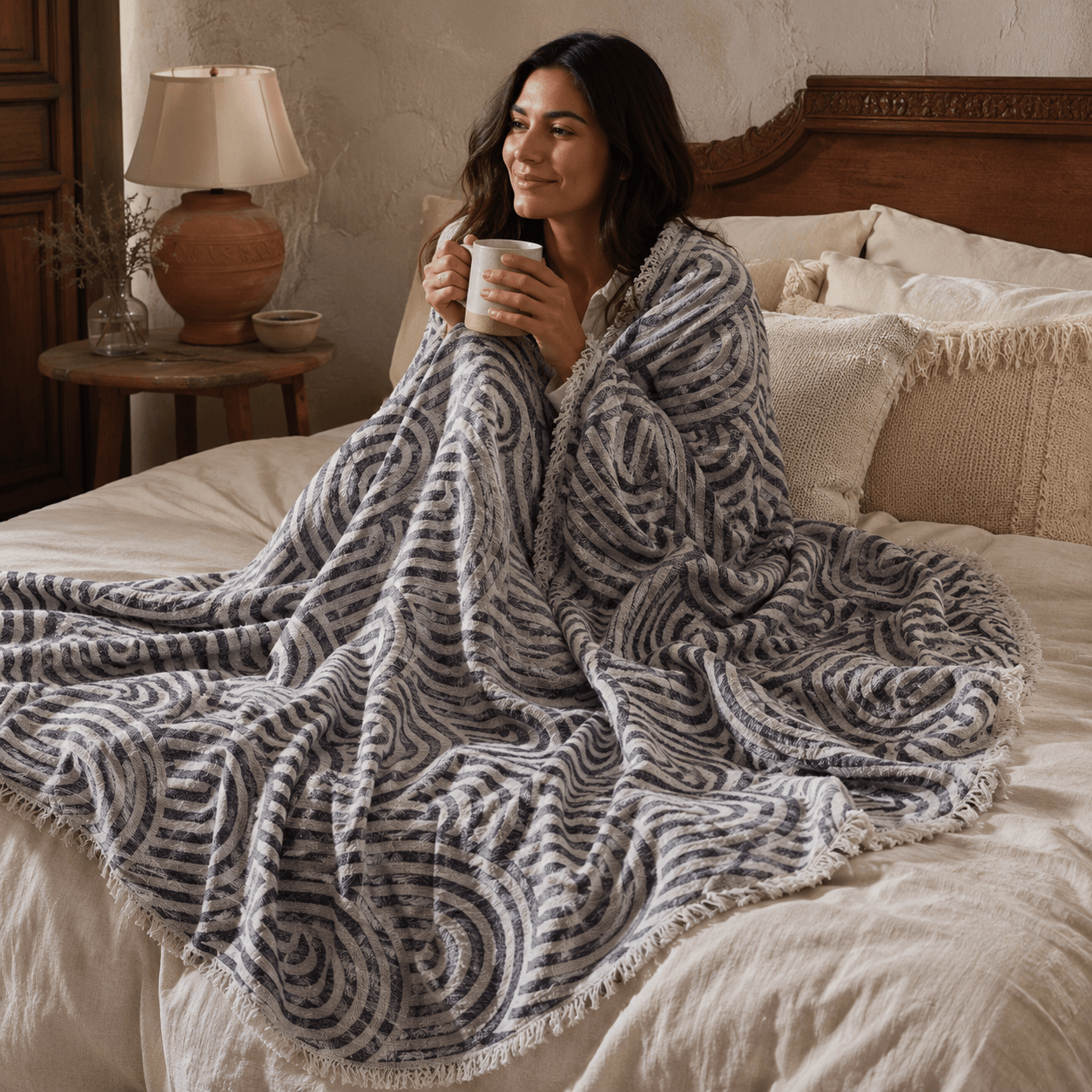 Miletos Jacquared OEKO-TEX® Certified Bed Throw