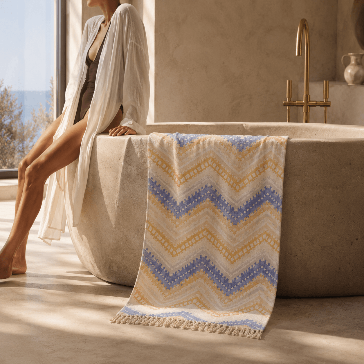 Aegean Weave Premium Jacquard Peshtemal OEKO-TEX® Beach Towel