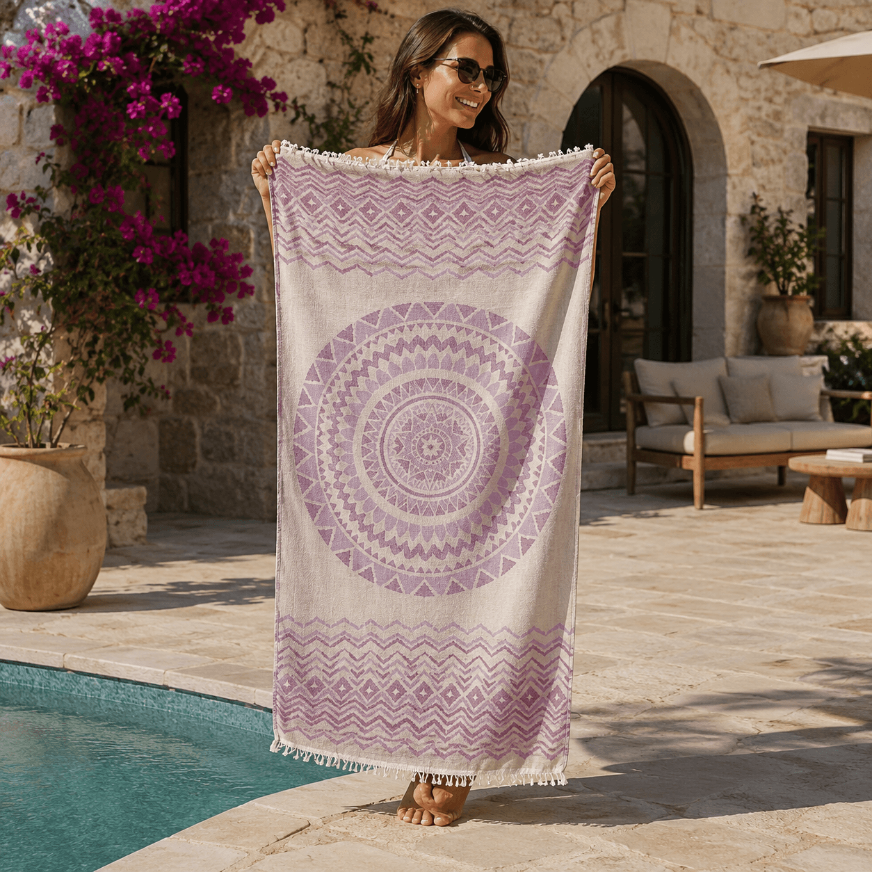Mandala Coast Premium Jacquard Peshtemal OEKO-TEX® Beach Towel