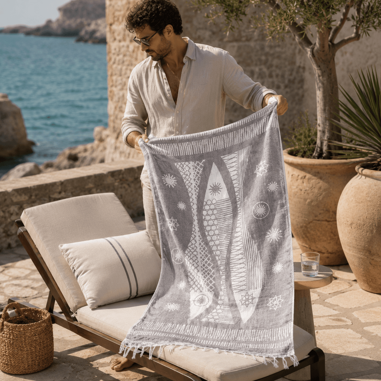 Solar Sails Premium Jacquard Peshtemal OEKO-TEX® Beach Towel