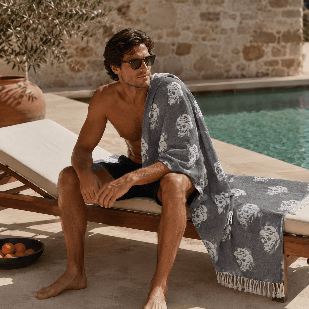 Nomad Skull Premium Jacquard Peshtemal OEKO-TEX® Beach Towel