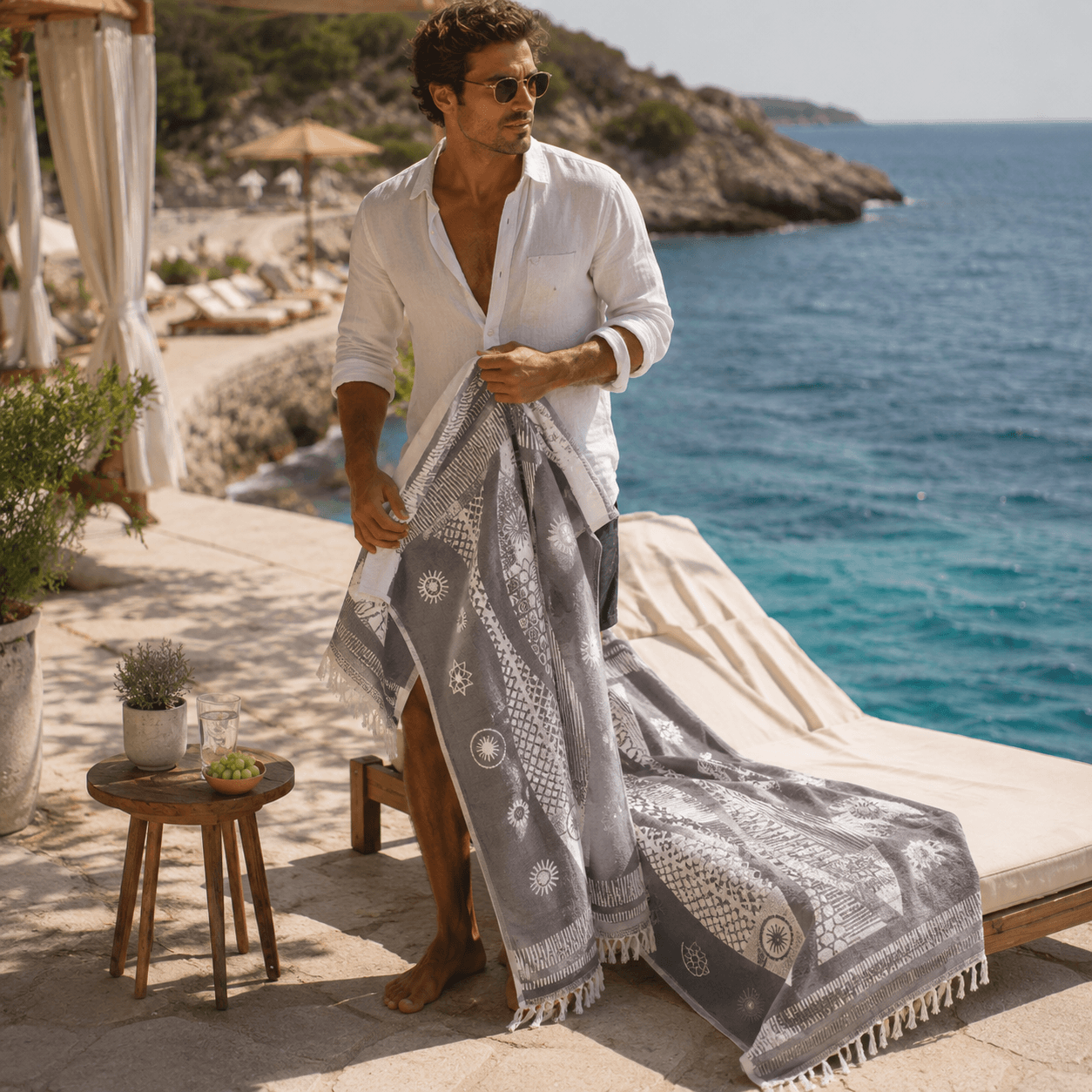 Solar Sails Premium Jacquard Peshtemal OEKO-TEX® Beach Towel