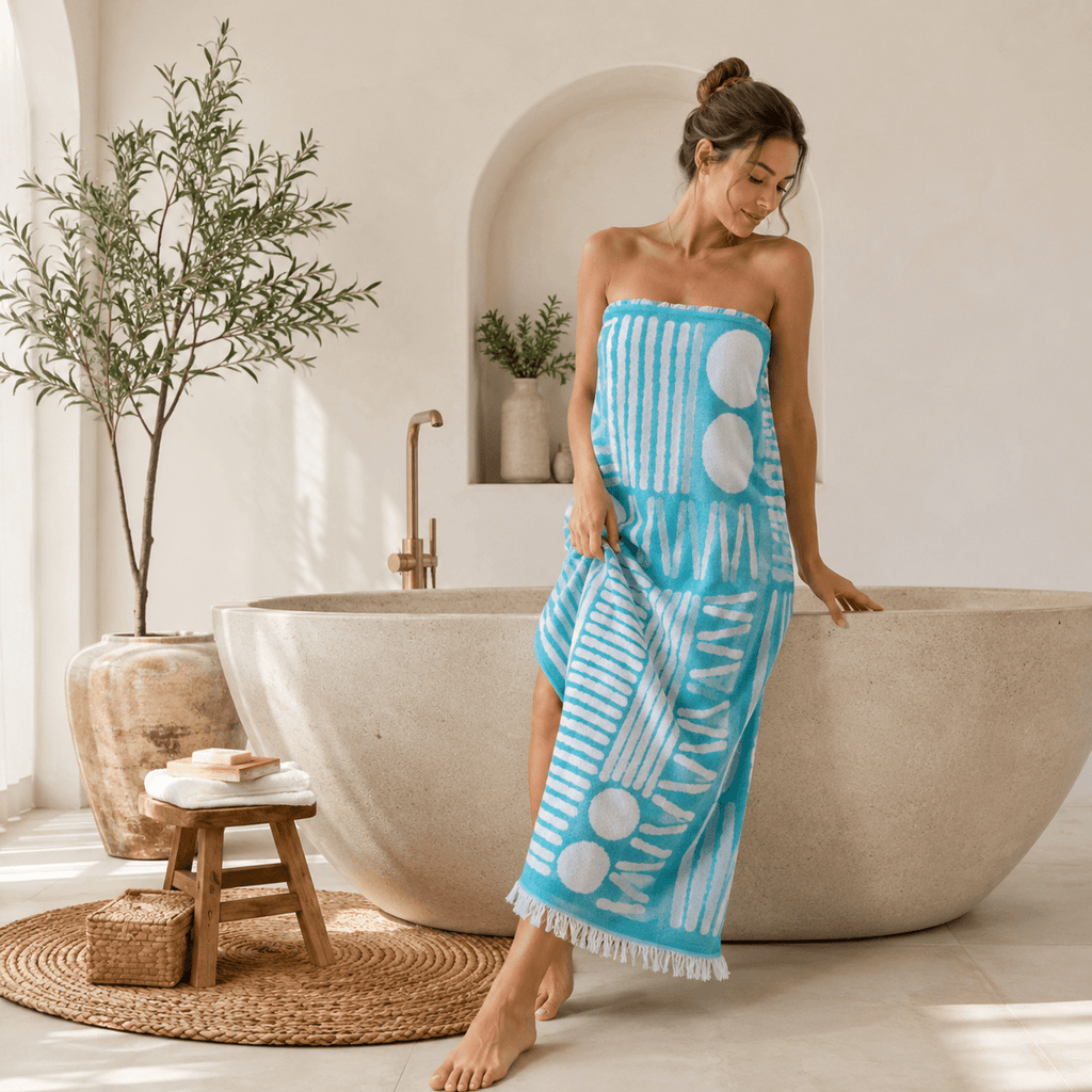 Rhythm Grid Premium Jacquard Peshtemal OEKO-TEX® Beach Towel