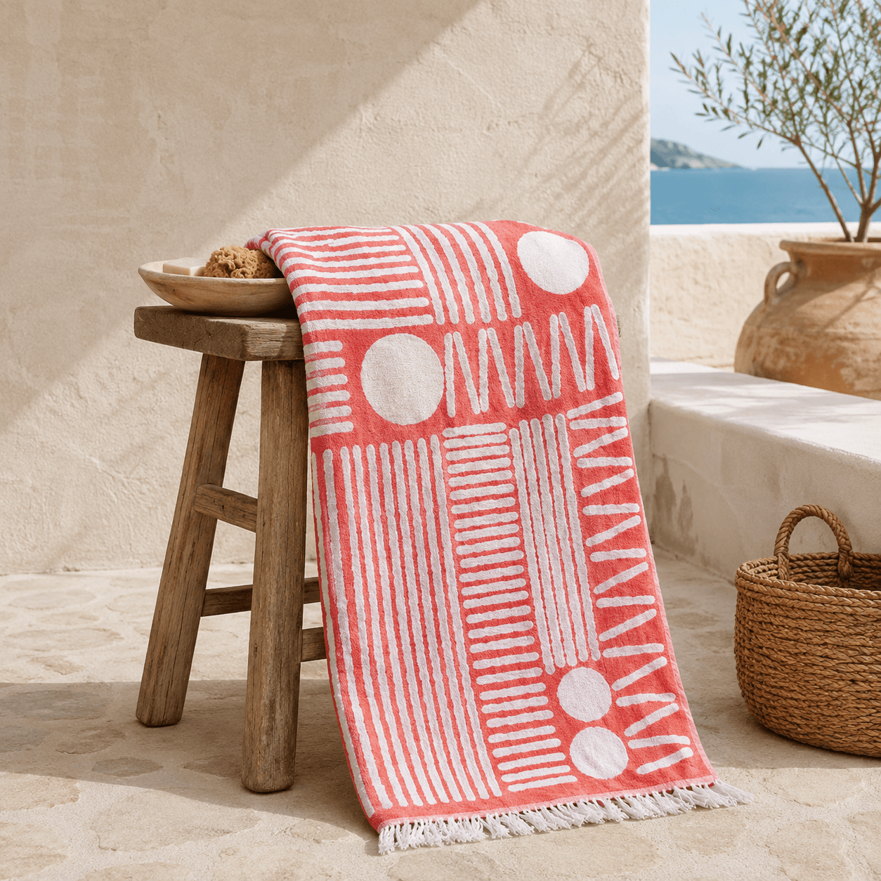 Rhythm Grid Premium Jacquard Peshtemal OEKO-TEX® Beach Towel