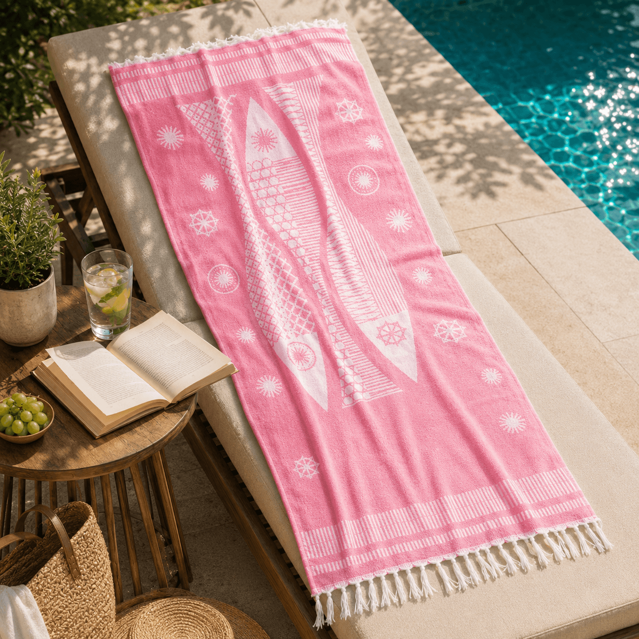 Solar Sails Premium Jacquard Peshtemal OEKO-TEX® Beach Towel