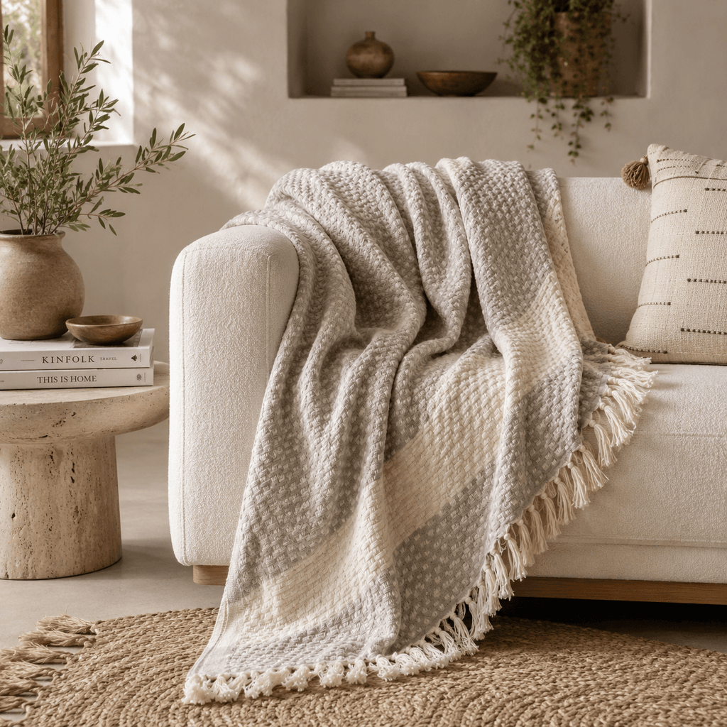 The Diamond Cotton Blanket Ivory