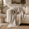 The Diamond Cotton Bed Throw Ivory