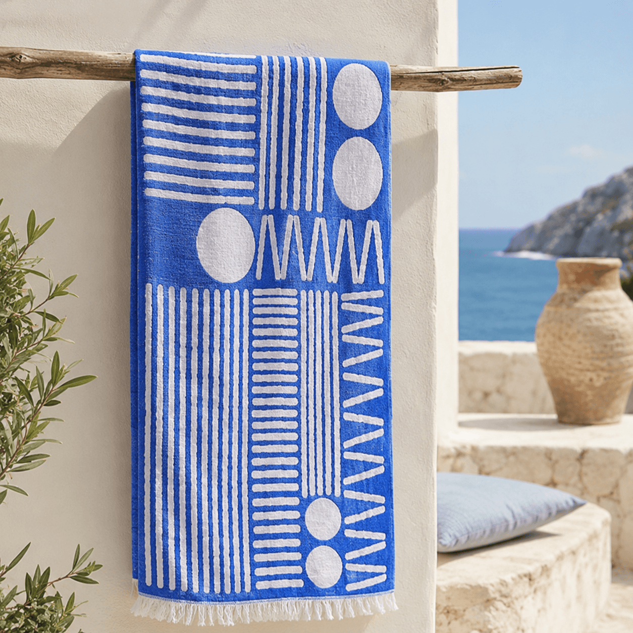 Rhythm Grid Premium Jacquard Peshtemal OEKO-TEX® Beach Towel