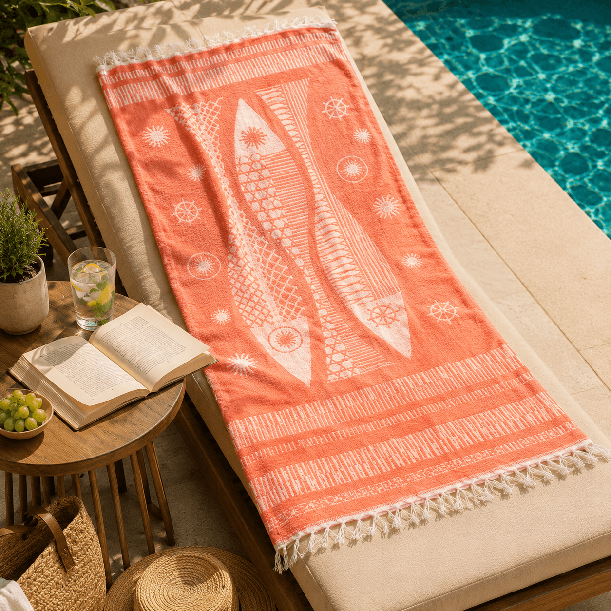 Solar Sails Premium Jacquard Peshtemal OEKO-TEX® Beach Towel