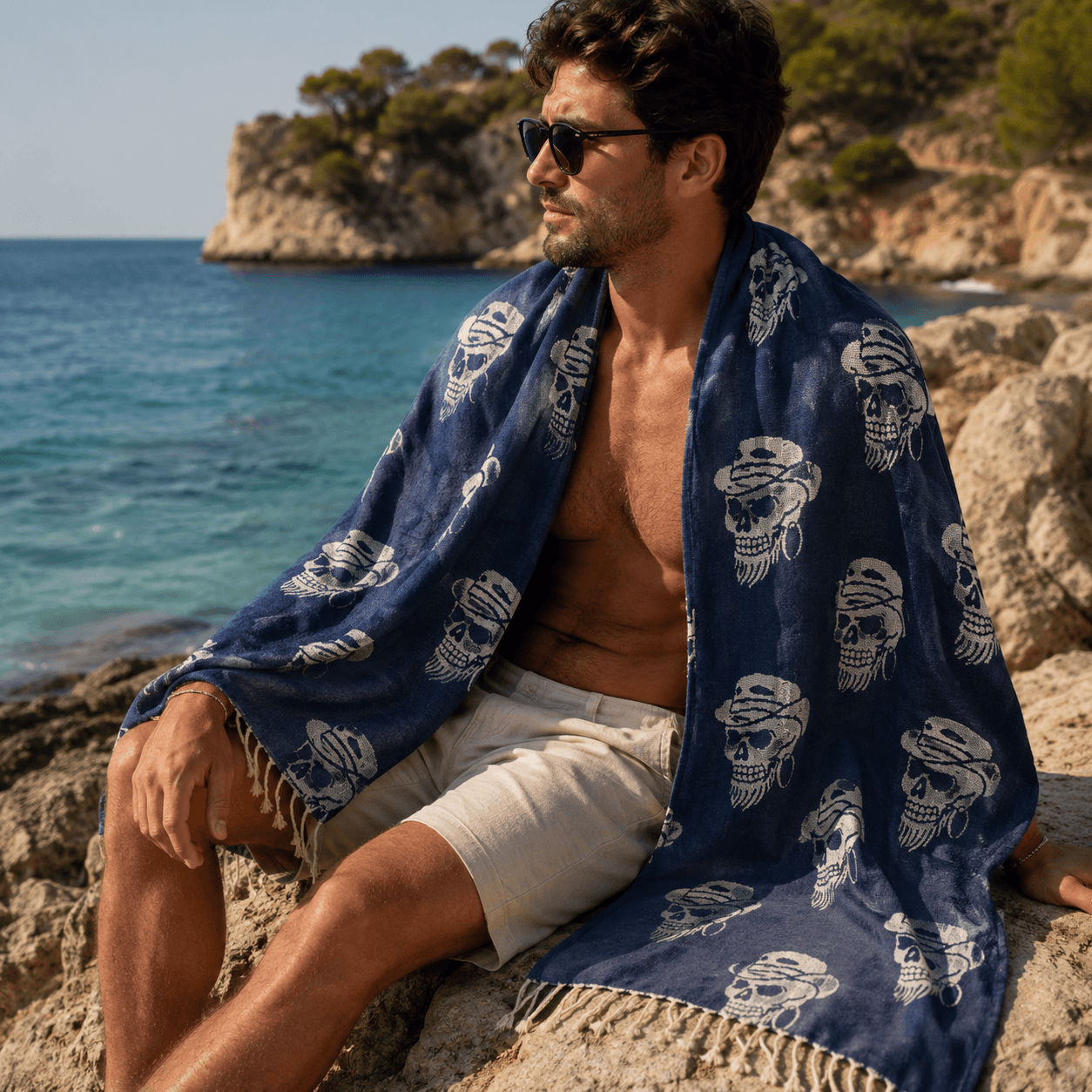 Nomad Skull Premium Jacquard Peshtemal OEKO-TEX® Beach Towel