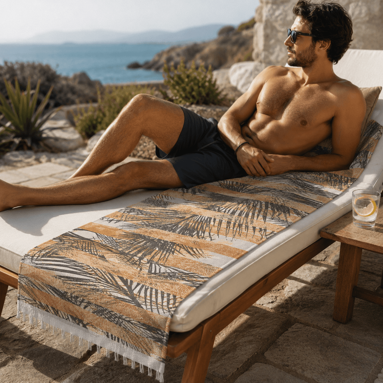 Palm Horizon Premium Jacquard Peshtemal OEKO-TEX® Beach Towel