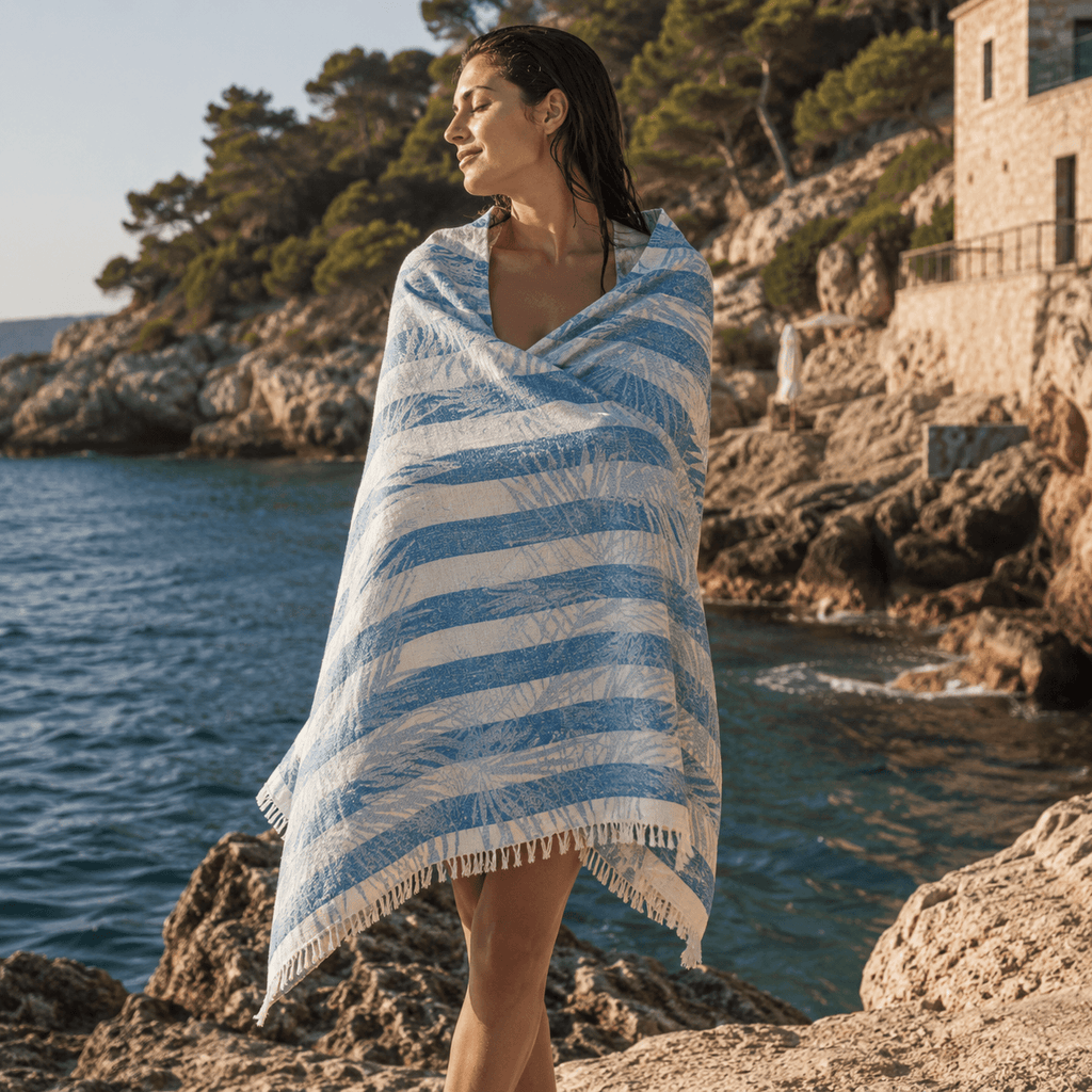 Palm Horizon Premium Jacquard Peshtemal OEKO-TEX® Beach Towel