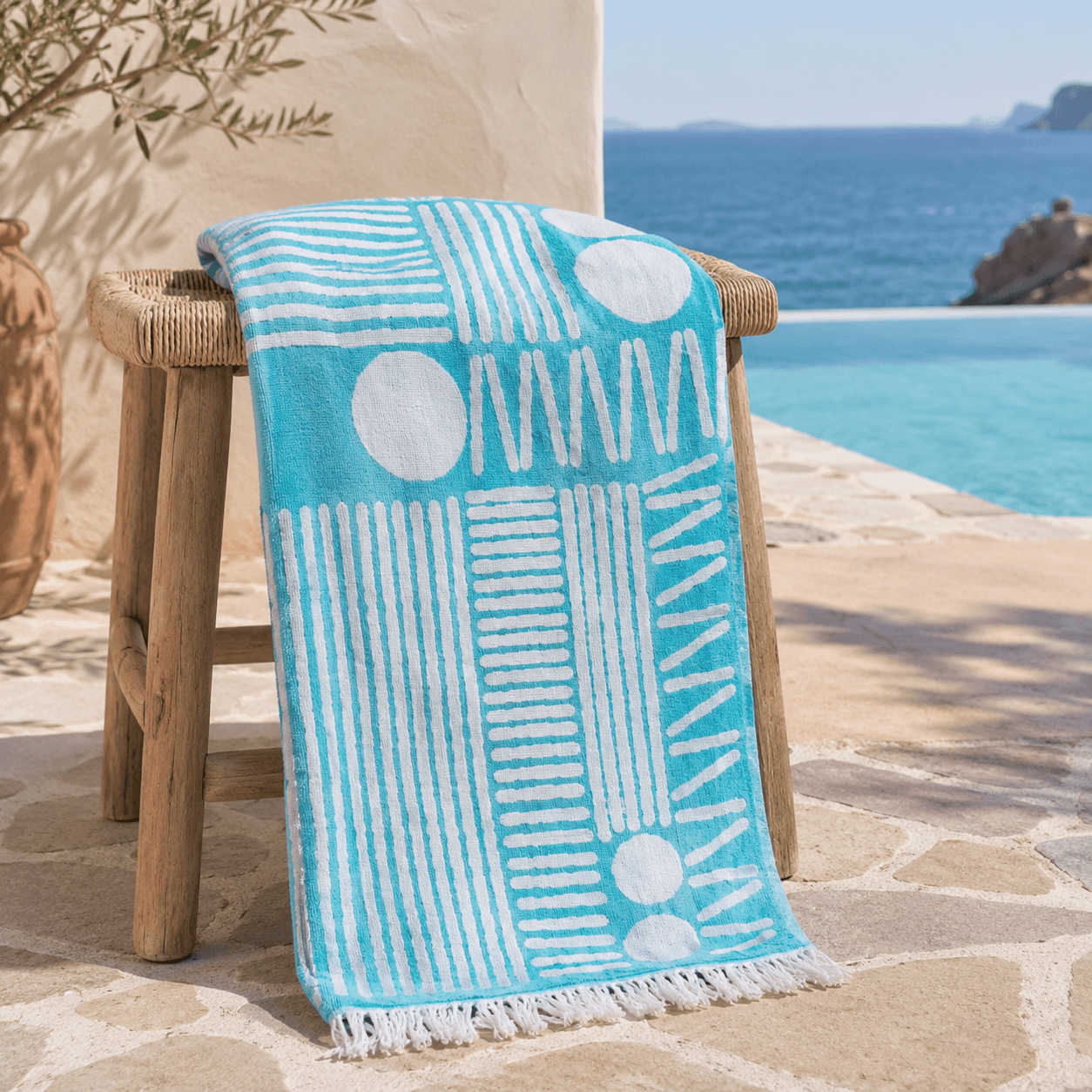 Rhythm Grid Premium Jacquard Peshtemal OEKO-TEX® Beach Towel