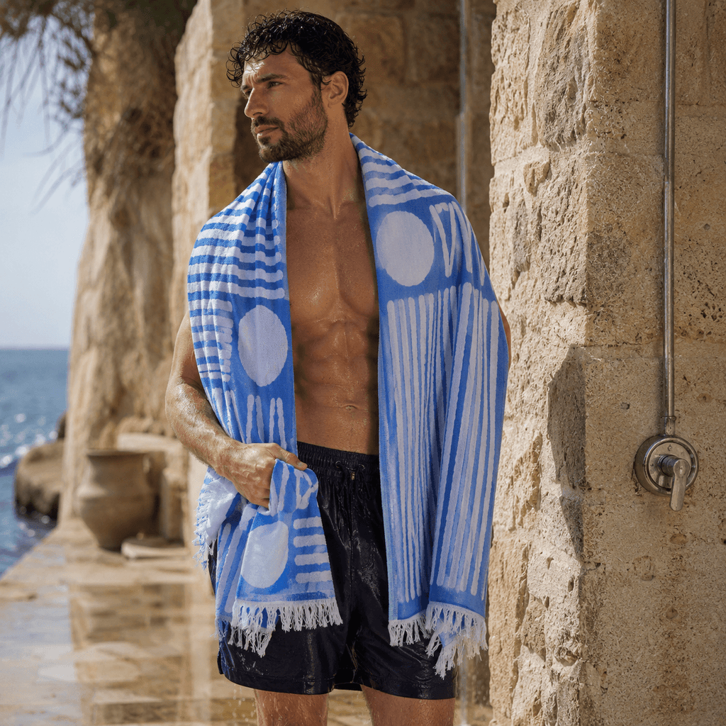Rhythm Grid Premium Jacquard Peshtemal OEKO-TEX® Beach Towel