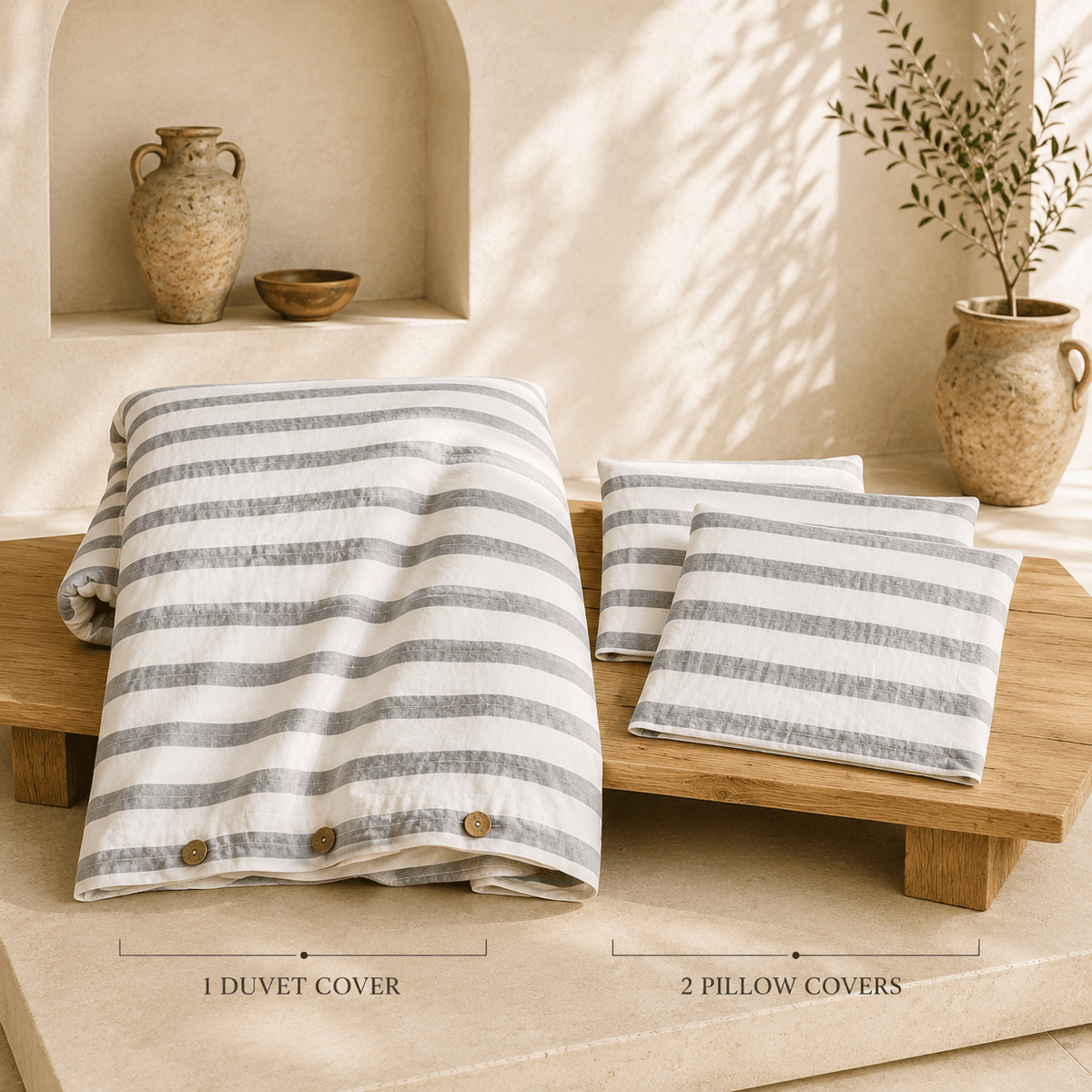 Barca OEKO-TEX® Certified Dobby Woven Cotton Duvet Cover Set - 3 Piece