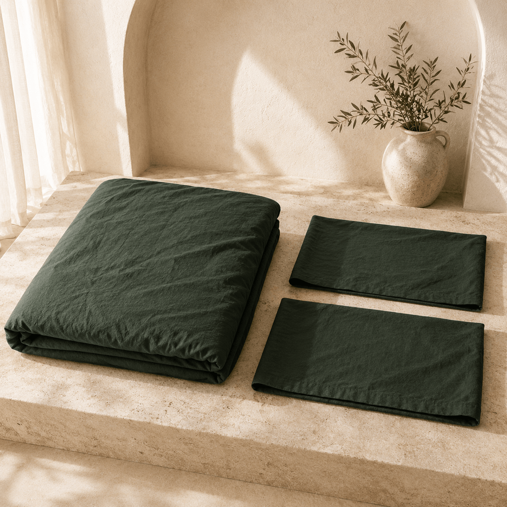Linen OEKO-TEX® Certified Stonewashed Dobby Woven Cotton Duvet Cover Set - 3 Piece