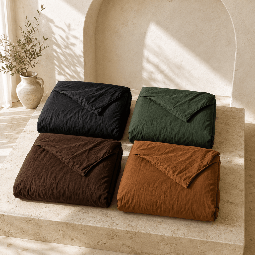 Linen OEKO-TEX® Certified Stonewashed Dobby Woven Cotton Duvet Cover Set - 3 Piece