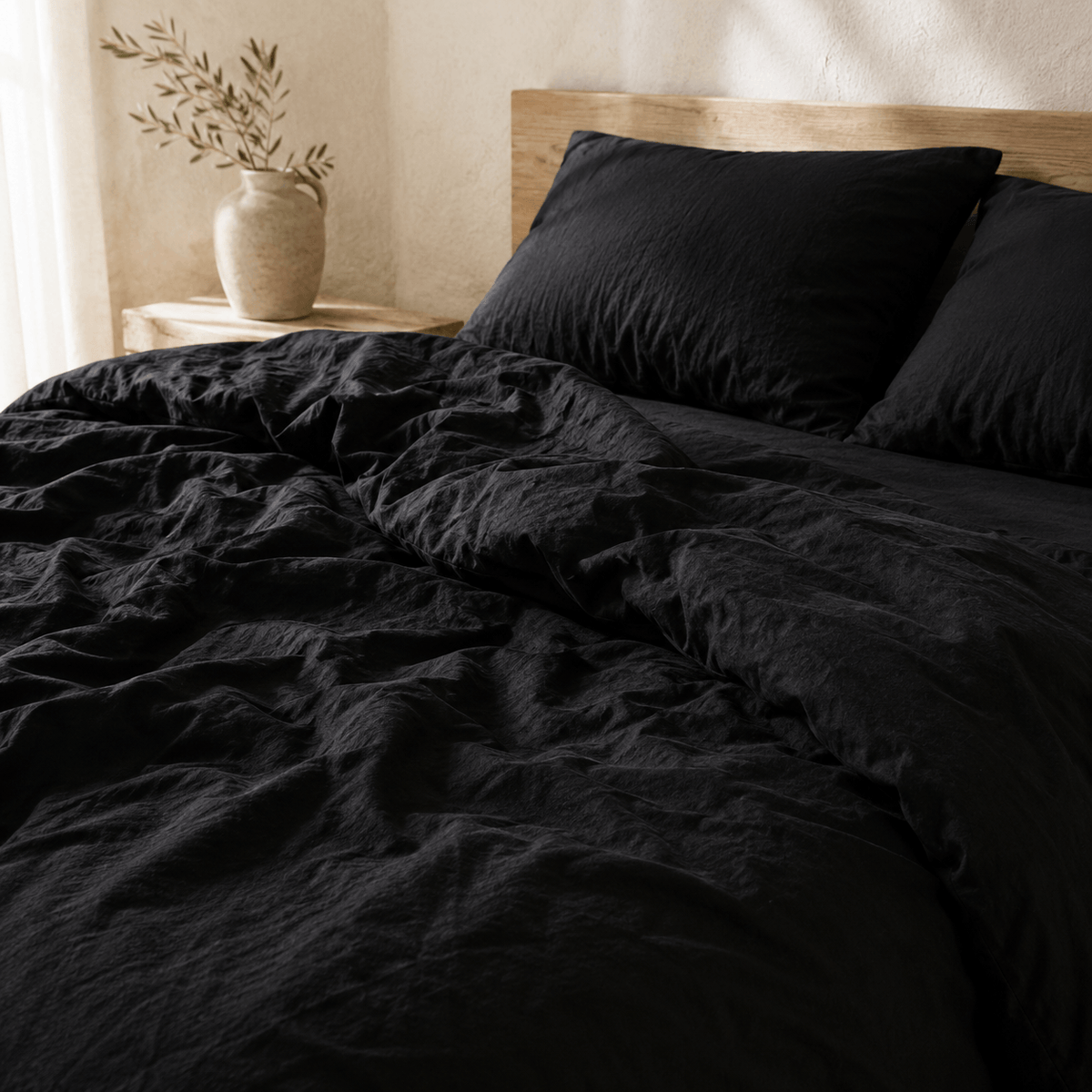 Linen OEKO-TEX® Certified Stonewashed Dobby Woven Cotton Duvet Cover Set - 3 Piece