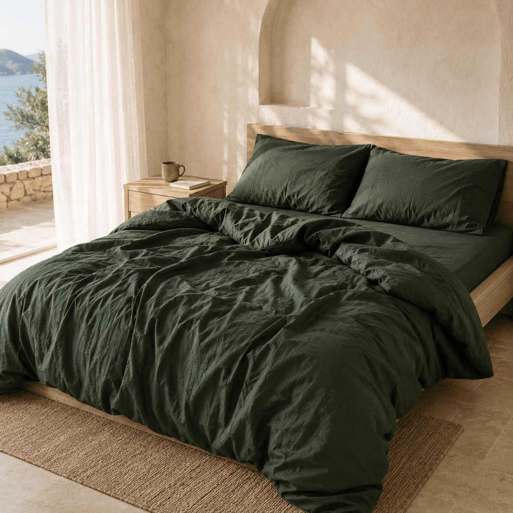 Linen OEKO-TEX® Certified Stonewashed Dobby Woven Cotton Duvet Cover Set - 3 Piece