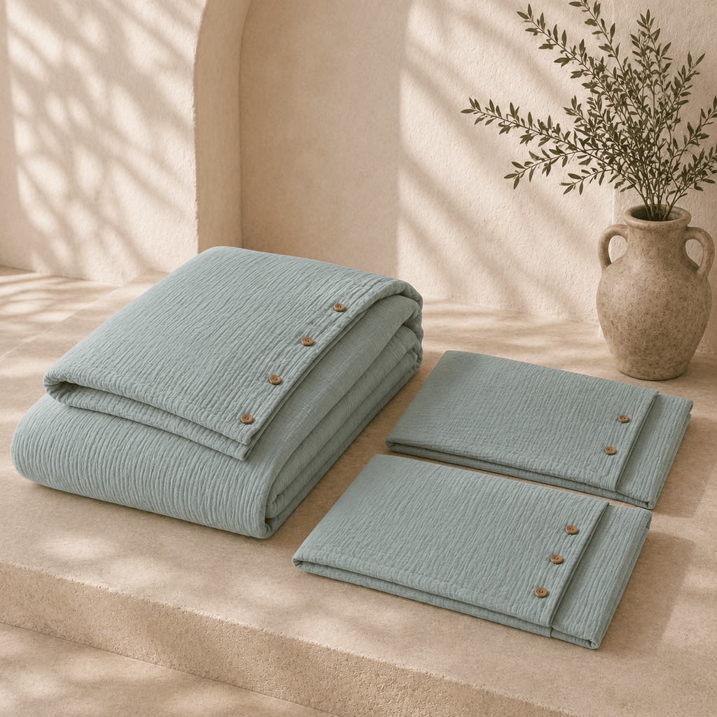 Muslin OEKO-TEX® Certified Double-Layer Dobby Woven Cotton Duvet Cover Set - 3 Piece