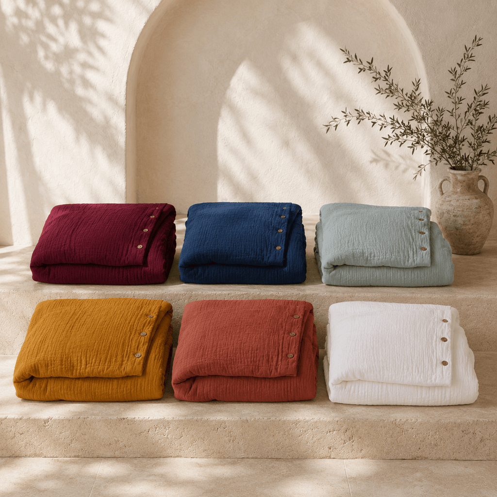 Muslin OEKO-TEX® Certified Double-Layer Dobby Woven Cotton Duvet Cover Set - 3 Piece