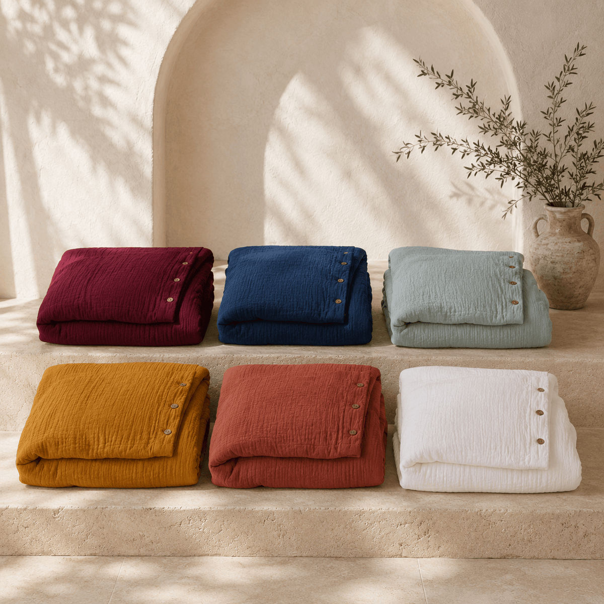 Muslin OEKO-TEX® Certified Double-Layer Dobby Woven Cotton Duvet Cover Set - 3 Piece