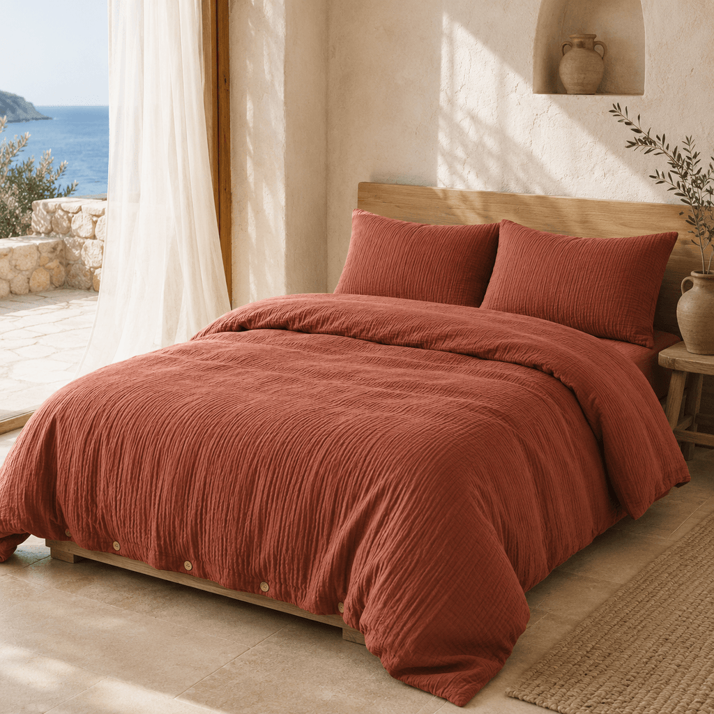 Muslin OEKO-TEX® Certified Double-Layer Dobby Woven Cotton Duvet Cover Set - 3 Piece