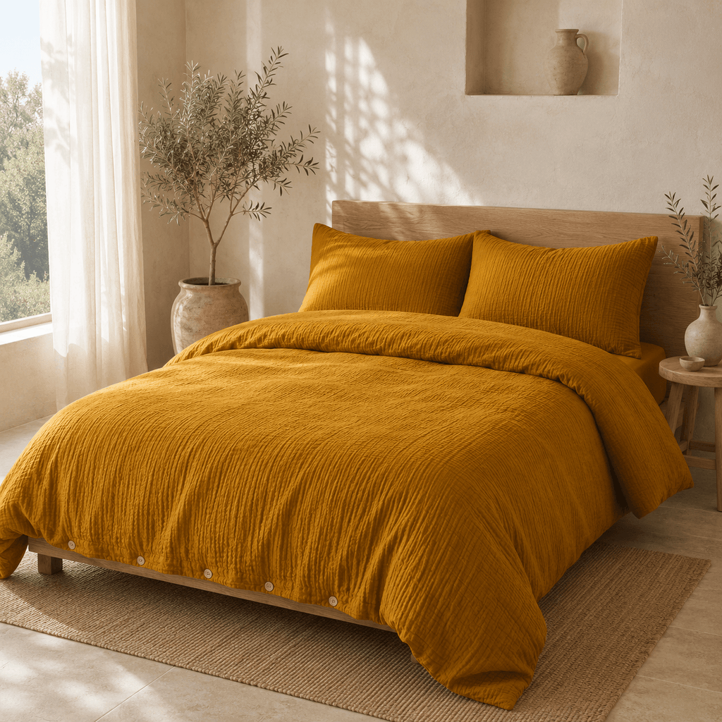 Muslin OEKO-TEX® Certified Double-Layer Dobby Woven Cotton Duvet Cover Set - 3 Piece