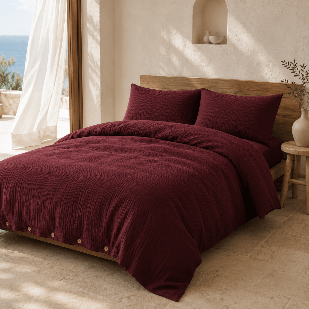 Muslin OEKO-TEX® Certified Double-Layer Dobby Woven Cotton Duvet Cover Set - 3 Piece