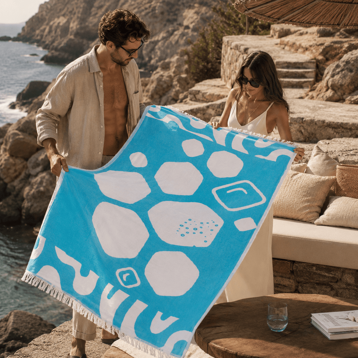 Pebble Coast Premium Jacquard Peshtemal OEKO-TEX® Beach Towel