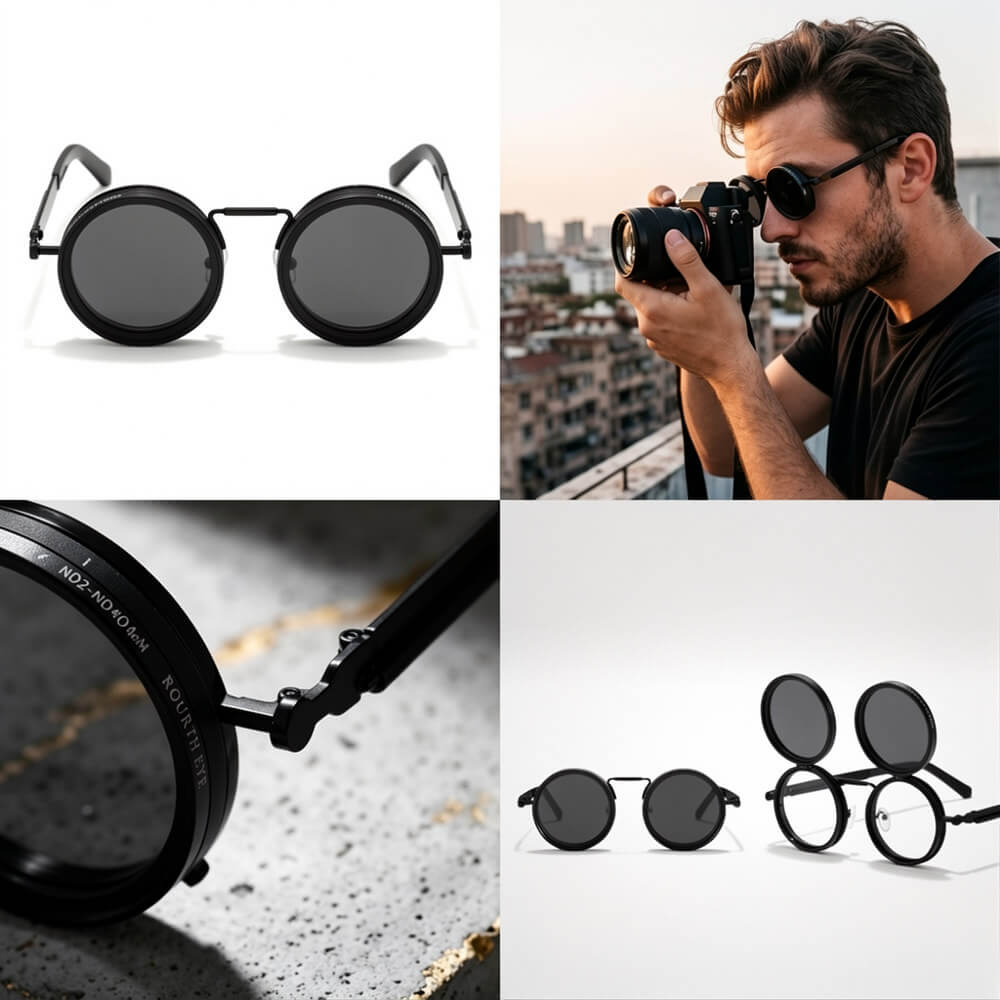 NovaTint ™ Polarized Adjustable Dimming ND9 Round Sunglasses