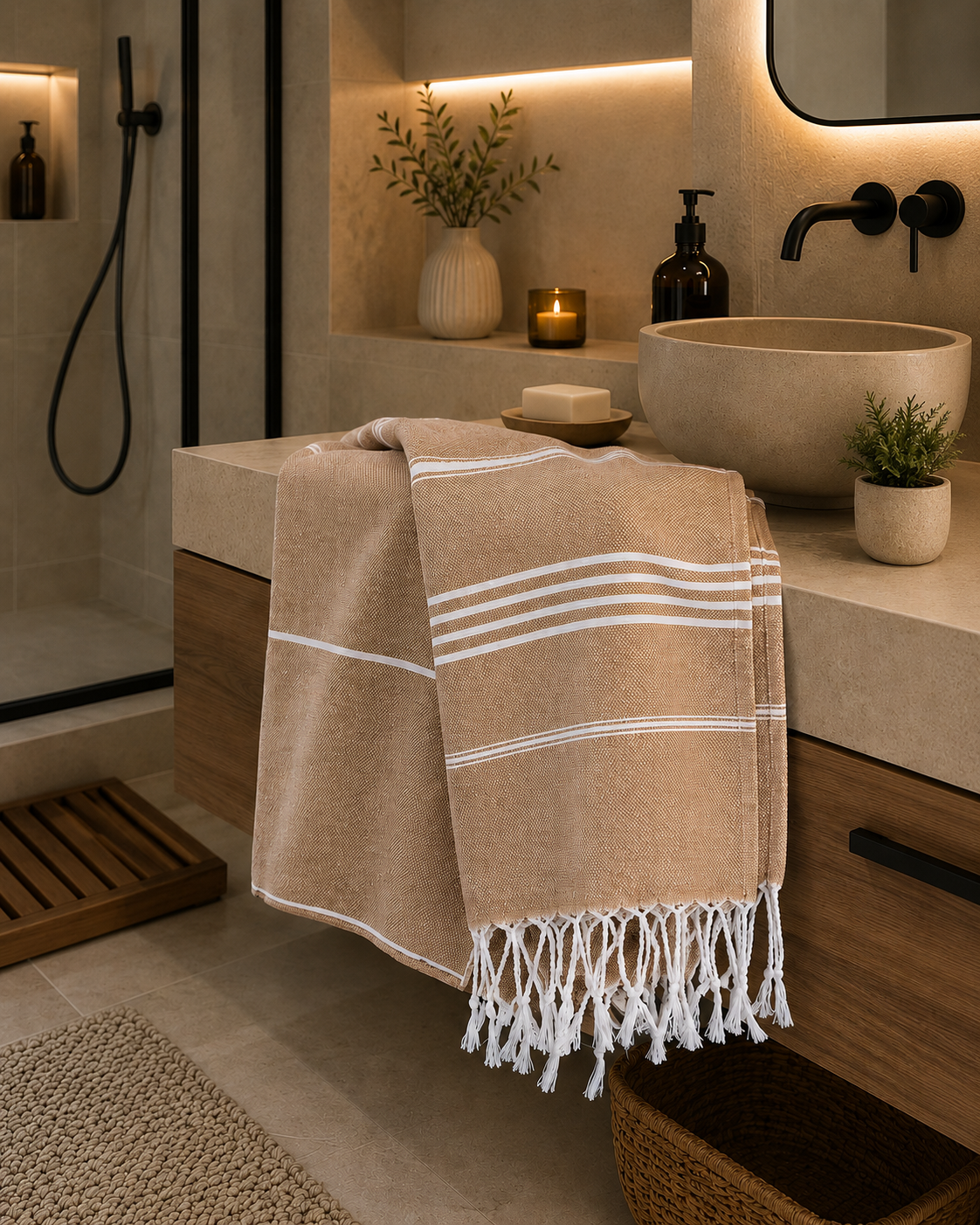 The Denizli Tradional Turkish Peshtemal Sand Beige