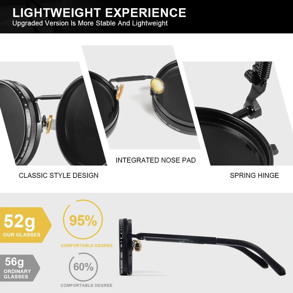 NovaTint ™ Polarized Adjustable Dimming ND9 Round Sunglasses
